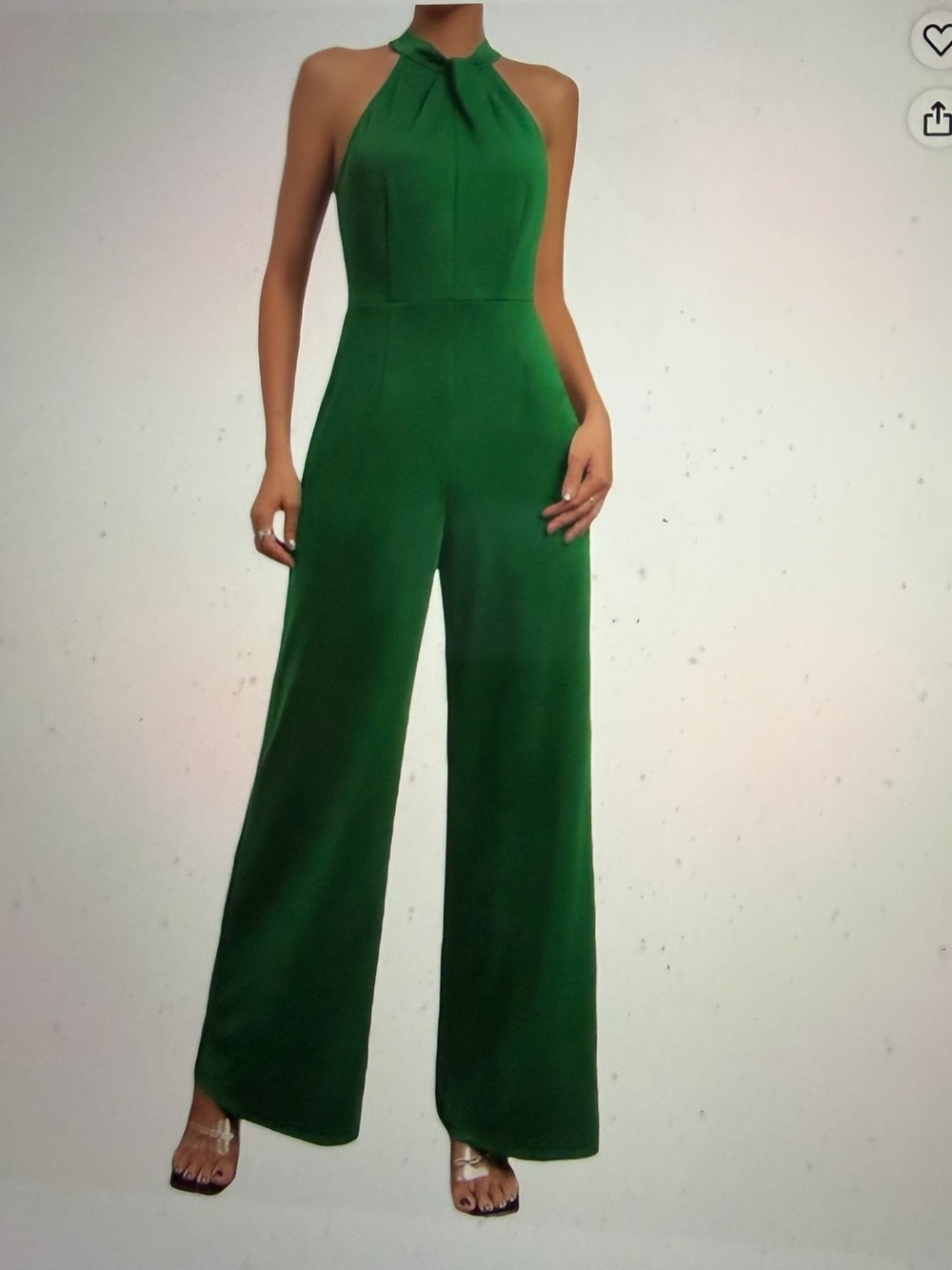 Sleeveless Halter Wide-Leg Jumpsuit in Emerald Green NWOT Size L